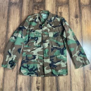 Military Jacket Mens Small Regular Camo BDU Shirt Combat Uniform Camouflage